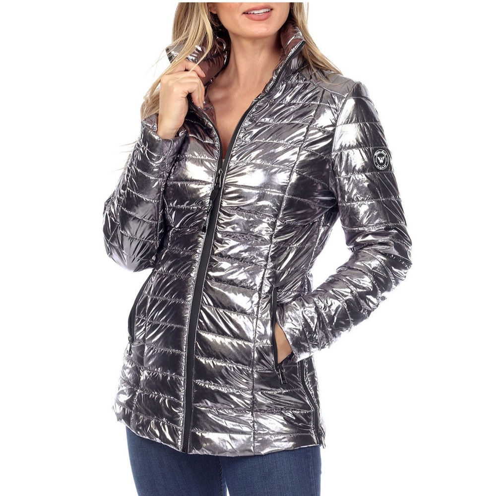 White Mark Silver Puffer Jacket-NWT!